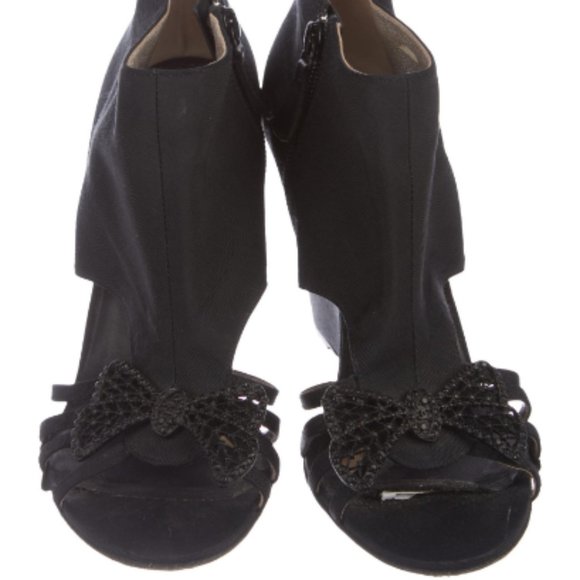 CHANEL Sandals Black Cage Wedges - Picture 1 of 7